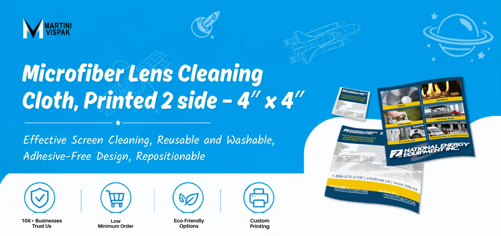 Microfiber Lens Cleaning Cloth Printed 2 side 4×4
