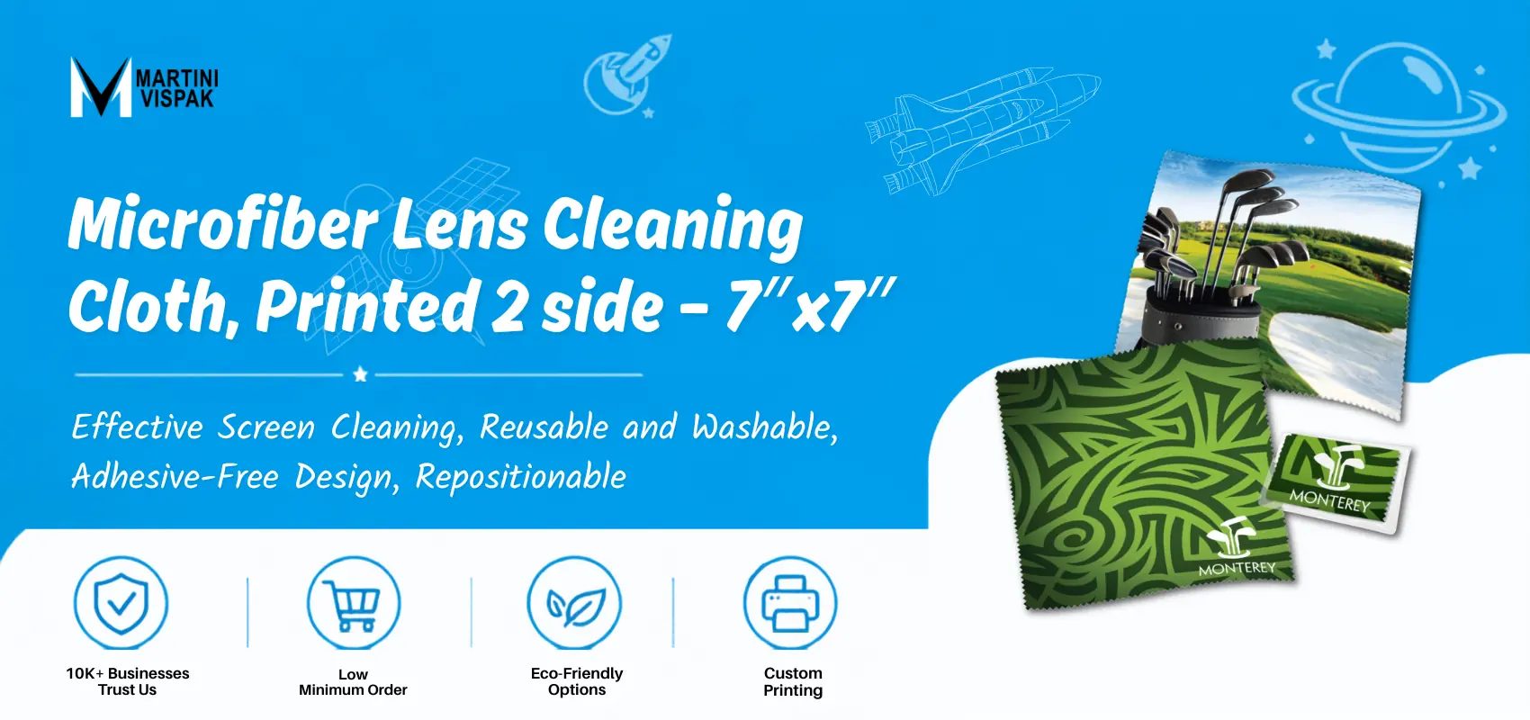 Microfiber Lens Cleaning Cloth Printed 2 side 7×7