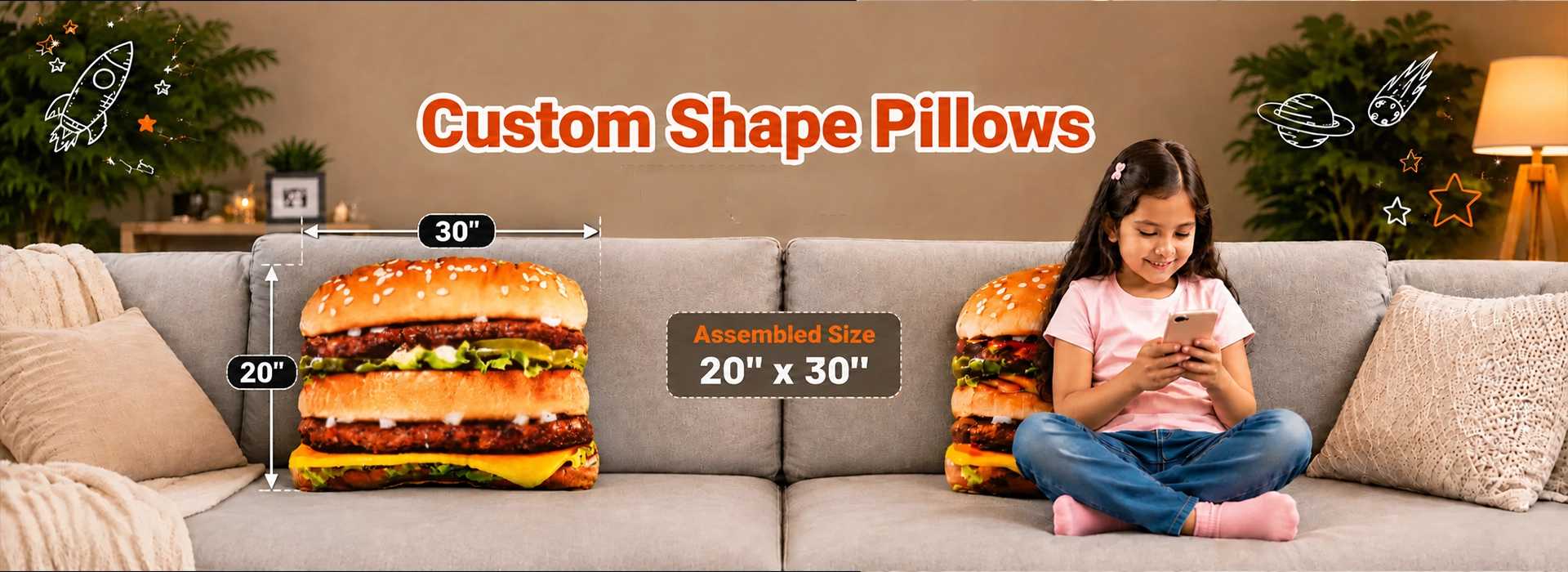 Custom Shape Pillow– 20X30