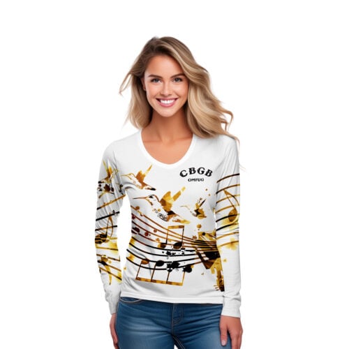 Women's Shirt, Long Sleeves - V Neck